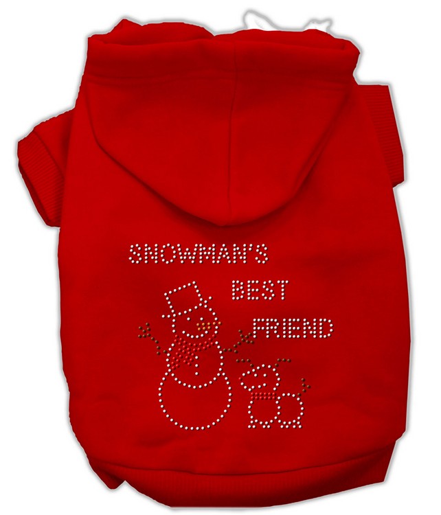 Snowman's Best Friend Rhinestone Hoodie Red XXXL